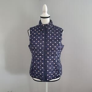 Colebrook Essentials Women's Polka Dot Puffer vest Navy Blue & Pink M